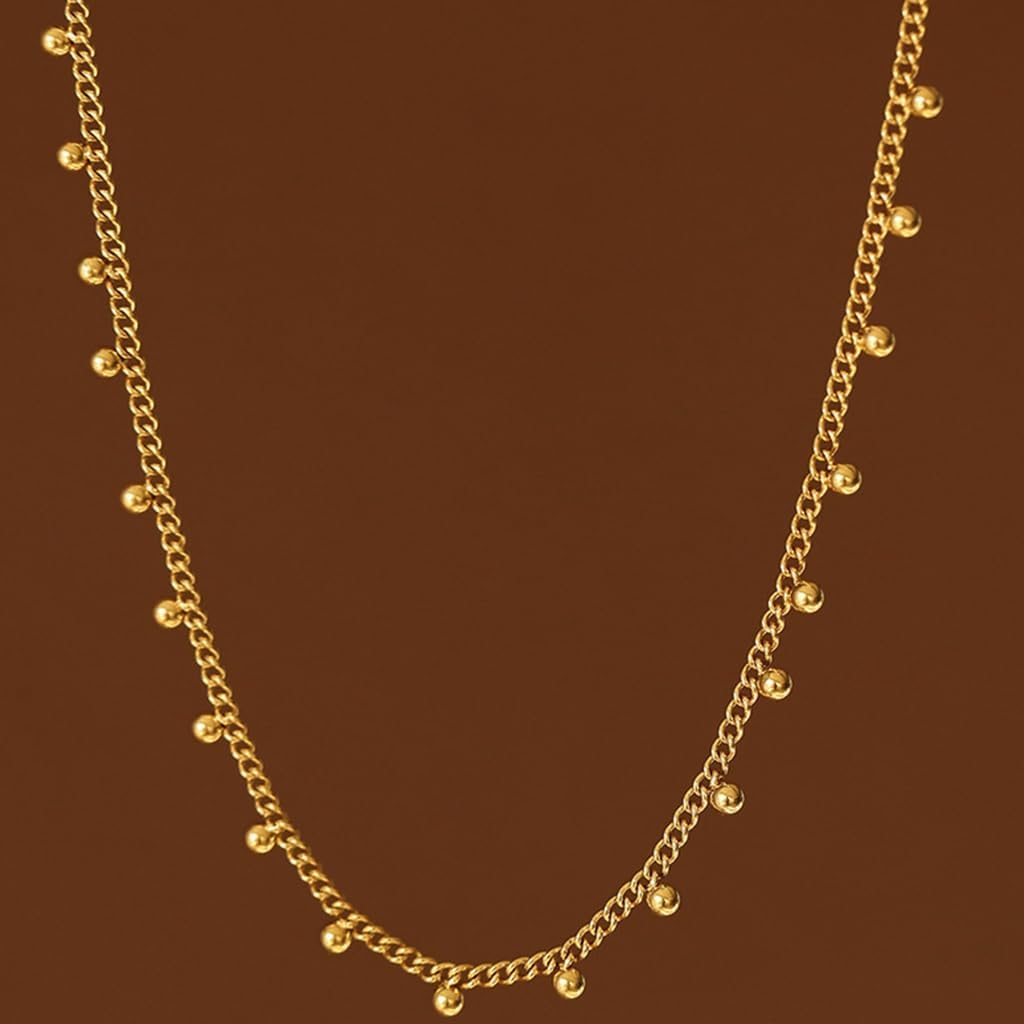 Jude Jewelers Stainless Steel Beaded Chain Style Collar Necklace