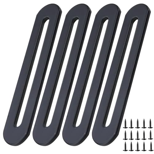 Lot de 4 connecteurs plats avec trou oblong noir - 155 x 19 mm - En acier inoxydable - Trou oblong - Épaisseur : 2,8 mm - Surface brossée - Pour réparation...