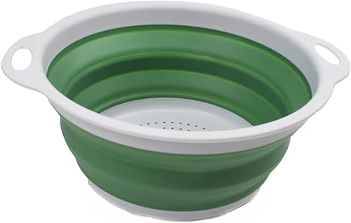 Miniatura 1 de SAMMART Colador plegable de 2.6 L (0.68 galones), colador plegable para platos, portátil, ahorra espacio, grisverde marino oscuro, 1