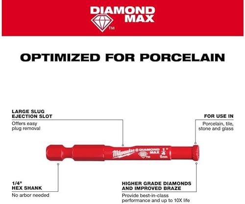 Miniatura 7 de MILWAUKEE 'S 49-56-0511 - Sierra perforadora de una pieza con diamante de 12", color rojo