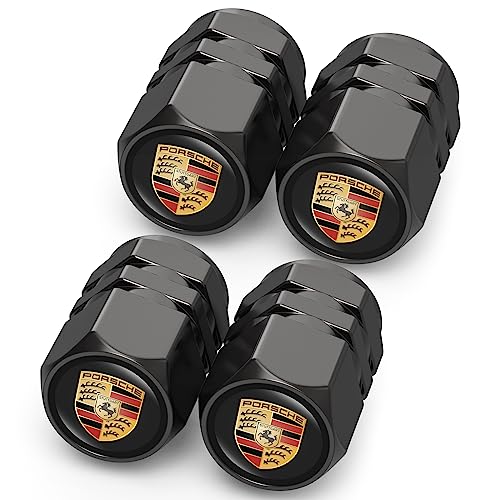 Car Tire Valve Stem Caps for Porsche Panamera Cayenne Macan Boxster Taycan Cayman 718 911 Automobiles Dust Caps Compatible with Car TiresAlloy Leak-Proof Valve Cover