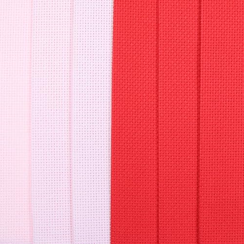 Image of KCS 6 pc of 12 inch x 18 inch(30cmx45cm) 14CT Counted Cotton Aida Cloth Cross Stitch Fabric (Pink+Red)