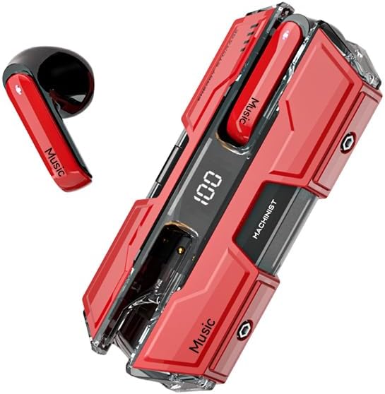 Mecha-Style Wireless Bluetooth Earbuds (Red)