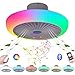 Plafon LED Ventilador Techo con Luz Infantil Pequeno Bluetooth Altavoz Música RGB Lampara Ventilador de Techo con Iluminación Mando a Distancia Silencioso Regulable Bajo Consumo Decorativo Dormitorio