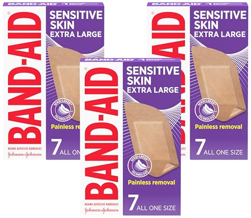 Image of Band-Aid Adhesive Bandages, Sensitive Skin, 7 ct (Pack of 3) | Hypoallergenic | Painless Removal | Water Resistant | Eczema Friendly