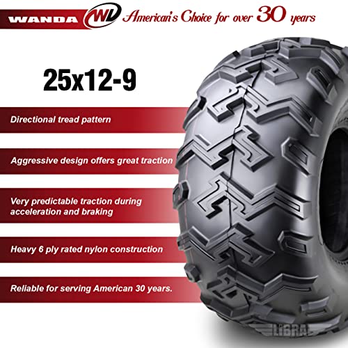 2 Wanda Atv/Utv Tires 25X12-9 305/65-9 /6Pr P306 John Deer Gator #TOP1