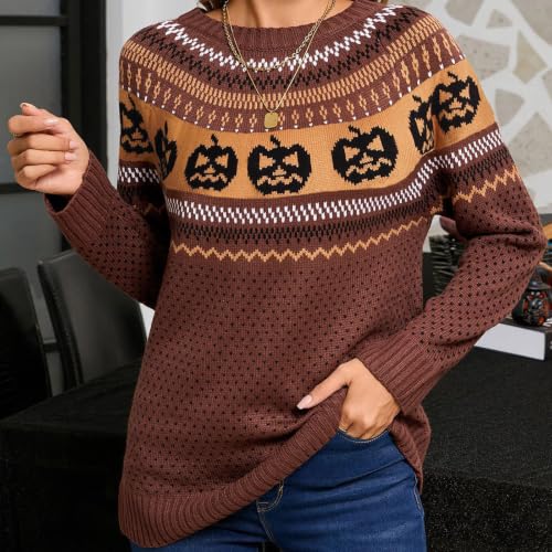 Vintage Sweater for Women Trendy Halloween Knit Pullover Winter Warm Tops - image 4
