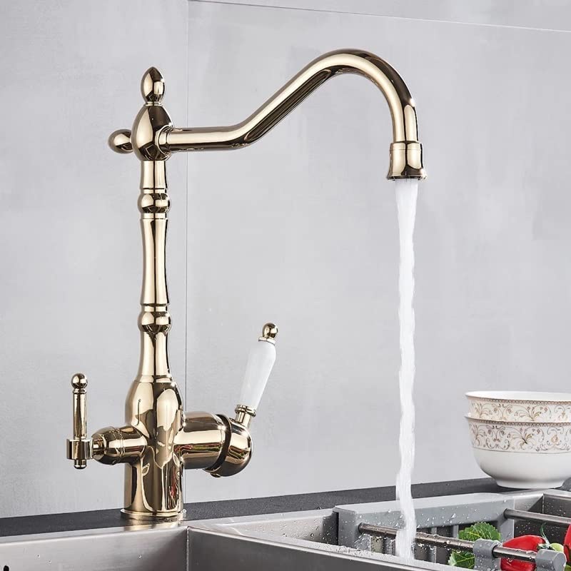 Grifo IVAINTERT de cocina con doble manija cerámica y vía de purificación 5