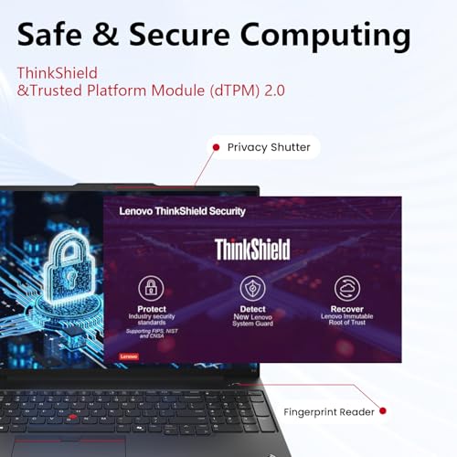 Image of PCONLINE Lenovo ThinkPad E16 Business AI Laptop, 16 inch FHD+ Anti-Glare Touchscreen, Intel Core Ultra 7 155U, 64GB DDR5, 2TB SSD, Fingerprint, Backlit KB, HDMI, 1080p Webcam, Wi-Fi 6, Windows 11 Pro