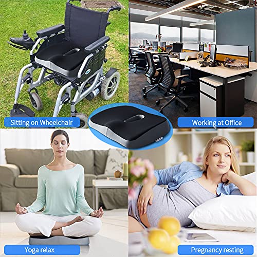 Seat Cushions For Office Chairs, Large Memory Foam Chair Pad Coccyx Cushion For Tailbone Sciatica Back Pain Relief, Orthopedic Butt Pillow For Desk Car Wheelchair Computer Long Sitting (Black) #TOP7