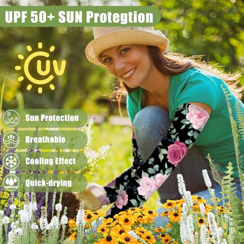 Image of Bebila Gardening Sleeves for Women Farm UV Sun Protection Anti-Scratch Cooling Sleeves with Thumb Hole Arms Cover Outdoors