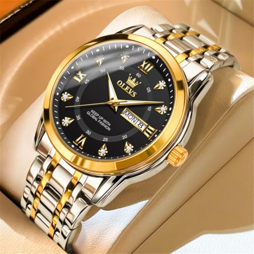 Image of OLEVS Watches for Men Business Diamond Easy Read Men's Wristwatch Analog Luxury Date Stainless Steel Waterproof Luminous Dress Mens Watches