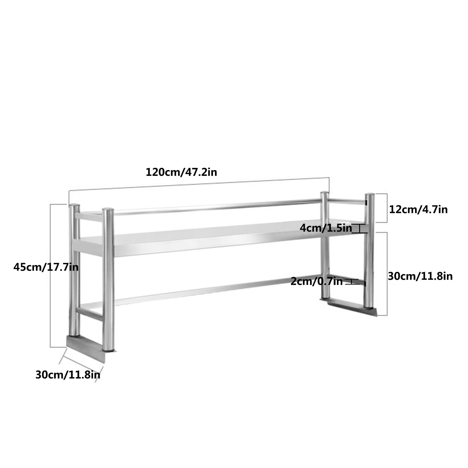 Scaffale da cucina a parete in acciaio inox, 12 x 30 cm, scaffale di estensione salvaspazio, nizer per tavolo da lavoro e piani di lavoro della cucina