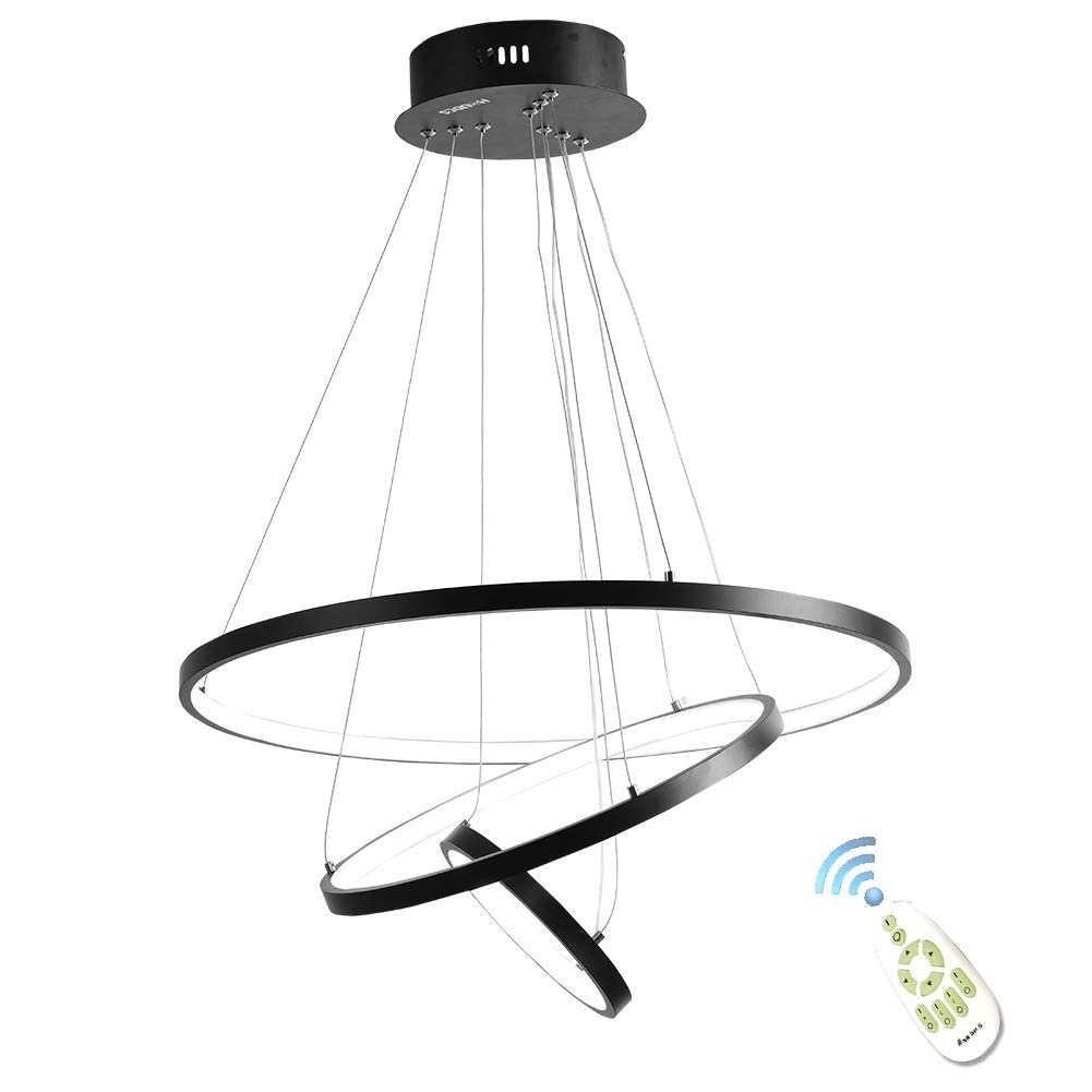 Lampes à suspension noires DIY à intensité géométrique pour salon moderne