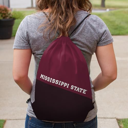 Logo Brands NCAA Mississippi State Bulldogs Tilt Backsack - Water Resistant Drawstring Bag with Dual Strap Closure, Zipper Mesh Pocket, Lightweight & Portable2