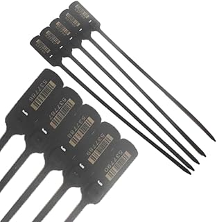 Numbered Heavy Duty Plastic Safety Ties - Sequential Padded Seal - for Trucks, Trailers, Bags, Boxes & More (Black, 40cm Length, 5 Count) - by KaberTrade