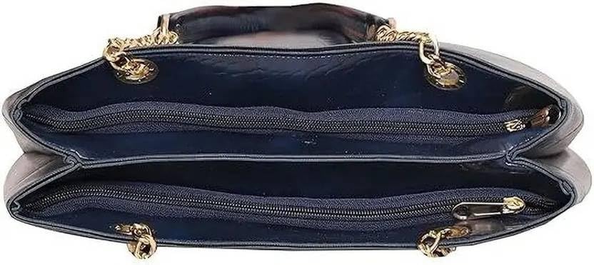 Image of Women's Structured Handbag | Premium Croc-Texture Tote Bag with Chain Handle | Stylish Office & Daily Use Ladies Shoulder Bag