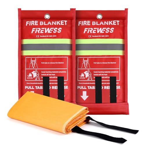 FIREWESS Coperta antincendio di emergenza, 100 * 100 cm protezione ignifuga, coperta ignifuga per casa, campeggio, auto, ufficio, grill, sicurezza di sopravvivenza in magazzino (silicone, 2 pezzi)