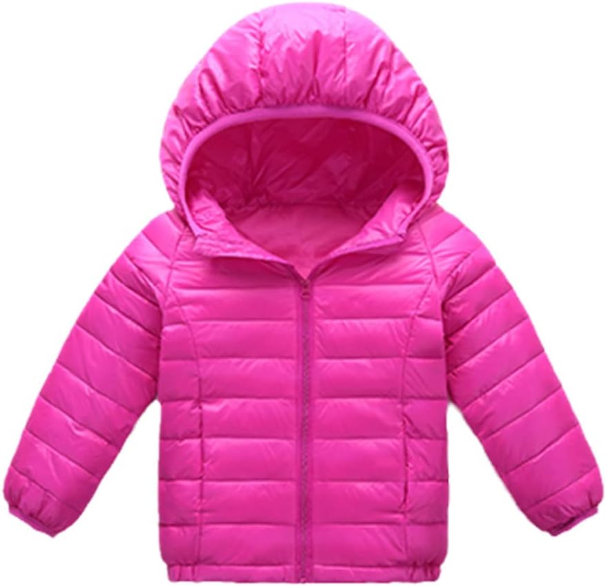Ultra Light Boys Down Jacket for Girls White Down Jacket and Coat for Girls 90% Down Winter Warm Children Coat Rose red 4T