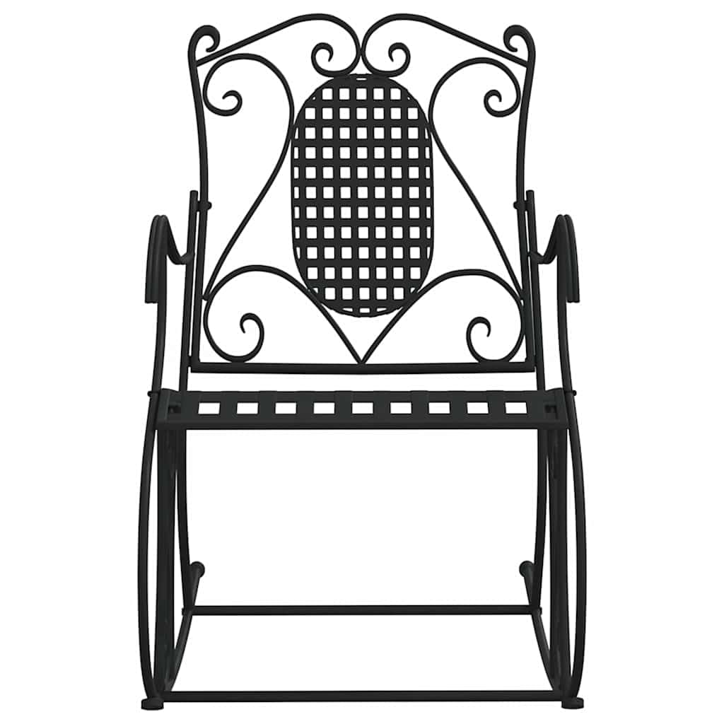 Banco mecedora 84 cm Negro Acero | Respaldo alto, resistente a las inclemencias del tiempo, uso al aire libre, diseño clásico