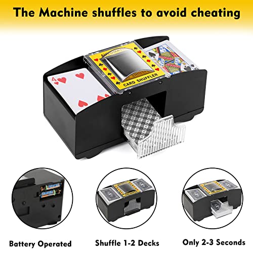 ZAKVOP Kartenmischmaschine Elektrische für 1-2 Decks, Automatischer Kartenmischer für UNO, Poker, Skyjo, Skip BO Kartenspiel, Schneller Kartenmischgerät Card Shuffler