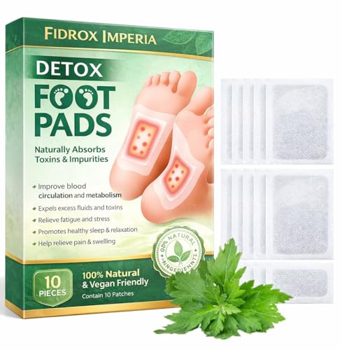 Image of Fidrox Herbal and Ingredient Pack of 10 Detox Foot Patches | Natural Cleansing & Toxin Remover Pads for Men and Women | Pain Relief Stress Relief & Better Sleep | Herbal Detoxification Foot Pads (Pack of 10)