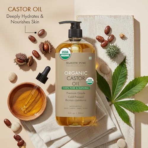 Majestic Pure USDA Organic Castor Oil 8 Fl Oz - 100% Pure and Natural- Cold Pressed & Hexane Free Natural Hair Growth Oil for Eyelashes, Eyebrows, Skin, Body, Face, Nails & Scalp - Image 6