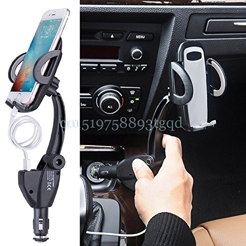 Car USB 2in1 Dual Charger Holder Mount Cigarette Lighter Chargers For