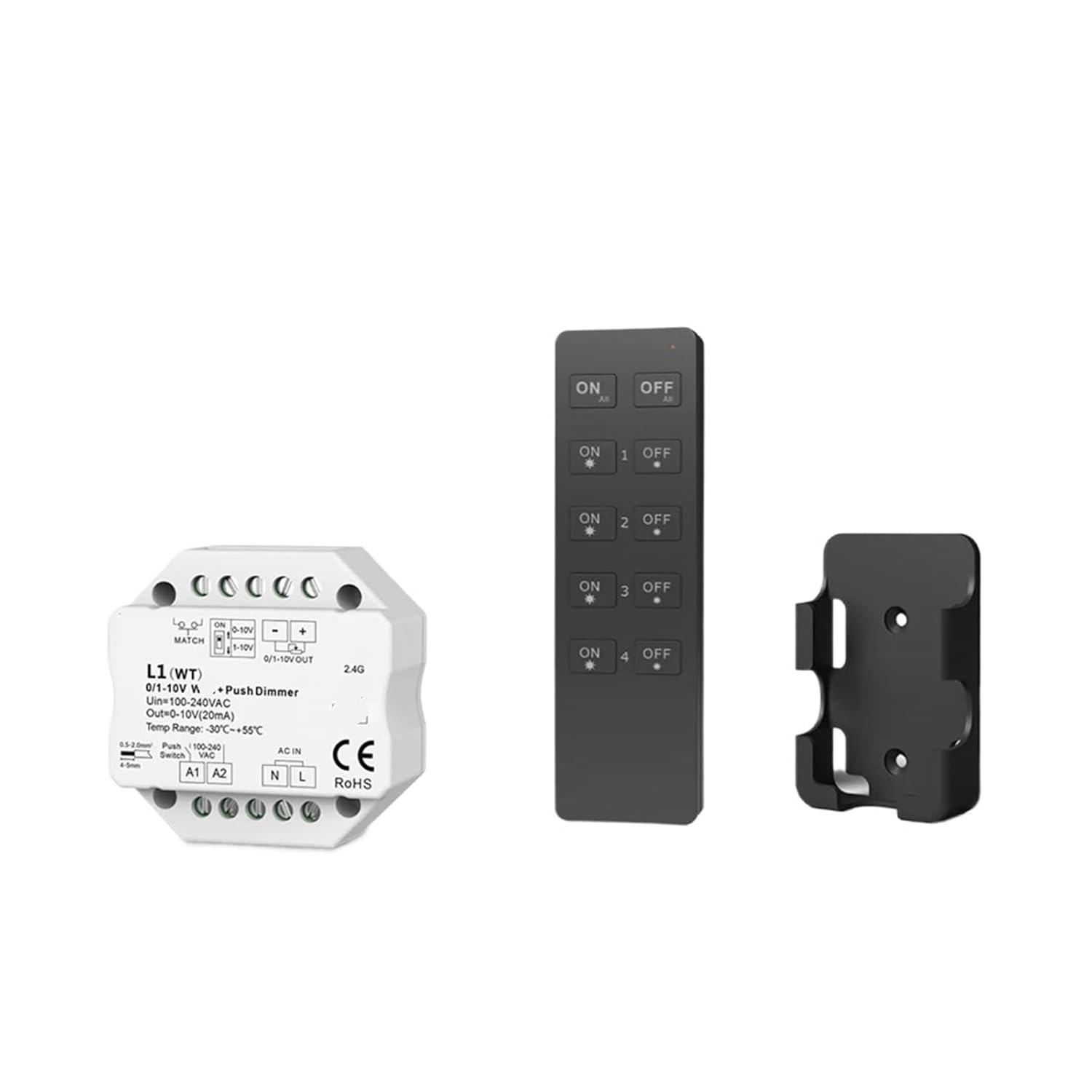L1 0/1-10V AC Push LED dimmer Switch 2.4G dimmer Remote Control Voice Control(L1-WT Only)