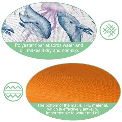 Tapetes de cocina de gran durabilidad con diseño textil de ballenas 6