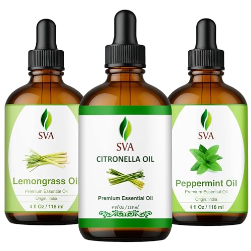 Aceites esenciales Citronela, Hierba limón y Menta 4 oz Pack