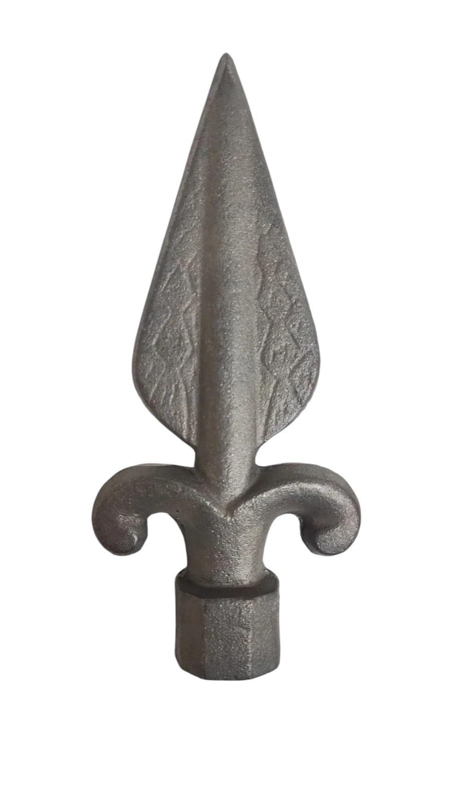 Cast Iron Fence Finials, Multiple Decorative Styles &amp; Sizes, 1/2" to 1" Inch Square and Round Spears, Fleur de Lis Design (1/2" Arrowhead SQ, 4)