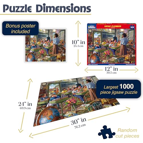 Rompecabezas White Mountain de 1000 piezas: Aula vintage, infancia retro, piezas grandes, regalo para adultos y familia, 24" x 30" miniatura 3