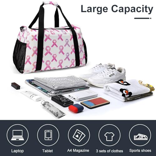Breast Cancer Ribbon Gym Bag Travel Duffle Bags Shoulder Carry On Weekender Bag Hangbag for Women Men4