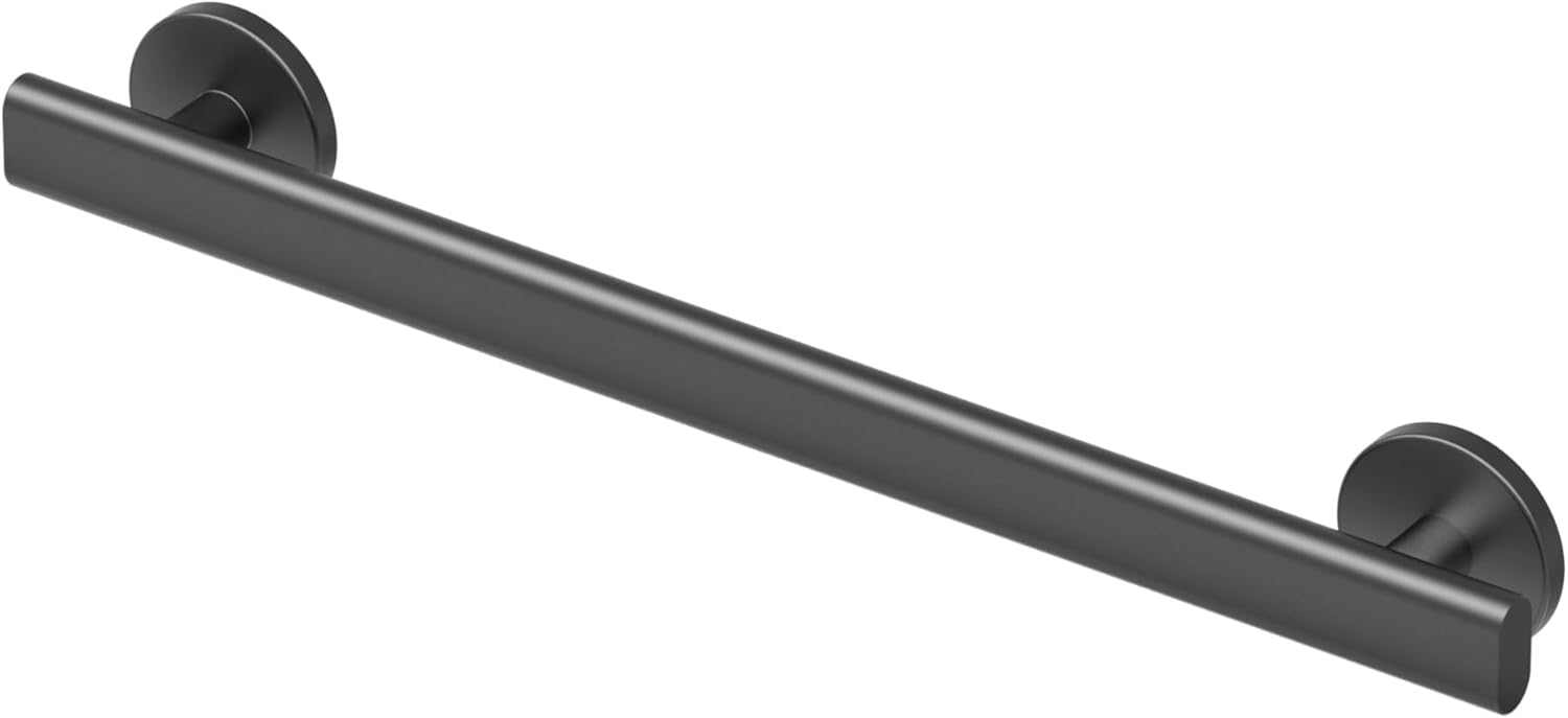 Gatco 671MX Nouveau 18" L Grab Bar, Matte Black/ADA Compliant Stainless Steel Safety Grab Bar for Bathroom