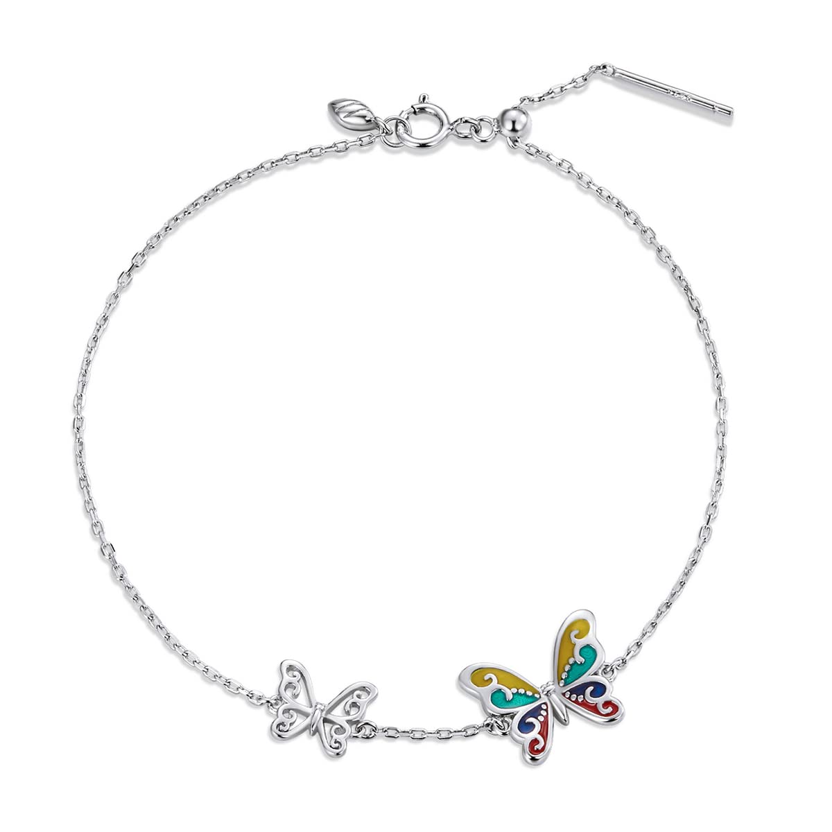 Pulsera de cadena de mariposa brillante de plata de ley 925 para mujer, joyería chapada en platino