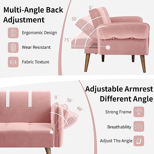 Image of Shintenchi Sofa Sleeper, Sleeper Sofa Couch with Adjustable Armrests Backrest, Sofa for Living Room Apartments Office Small Spaces,Yellow