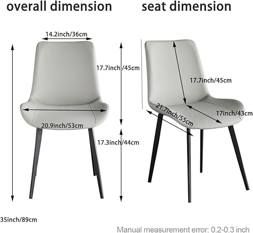 Miniatura 3 de seonyou Juego de 4 sillas de comedor de piel sintética gris claro para cocina, comedor, cómoda silla moderna de mediados de siglo con patas de