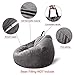 MFTEK Bean Bag Chair Cover(No Filling), Large Washable Soft Velvet Bean Bag, Stuffed Animal Storage or Memory Foam for Kid Adults, 35’’×35’’×43’’ (Grey)