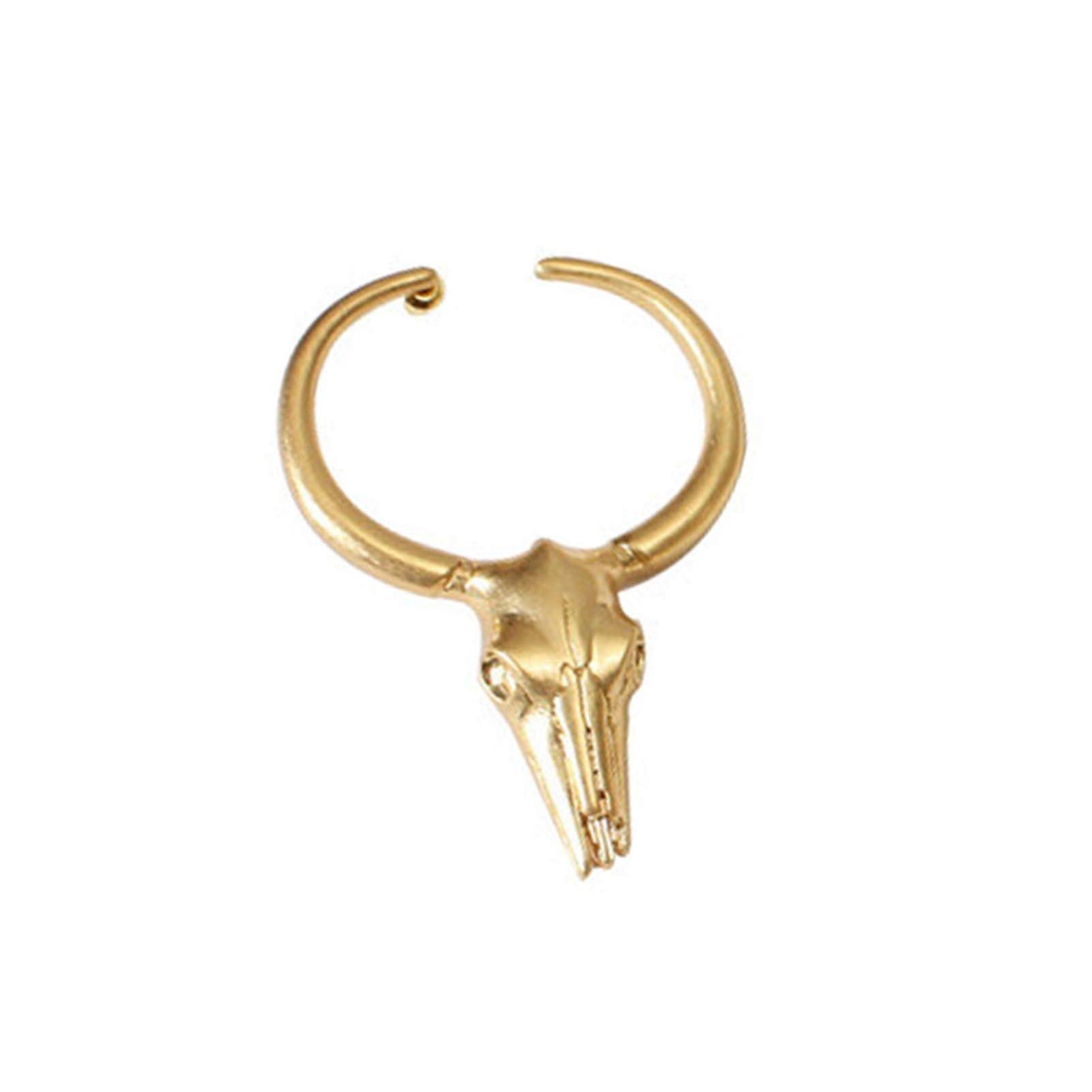 ZYstyle Temperacy men and women earrings personality exaggerated European and American wind earrings Niu head styling retro series earrings copper plating (Size : Single)