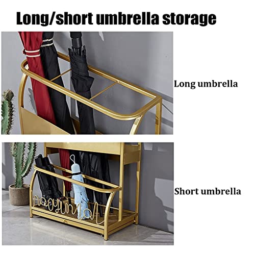 Porte-parapluie moderne en métal design doré avec bac de récupération - 6
