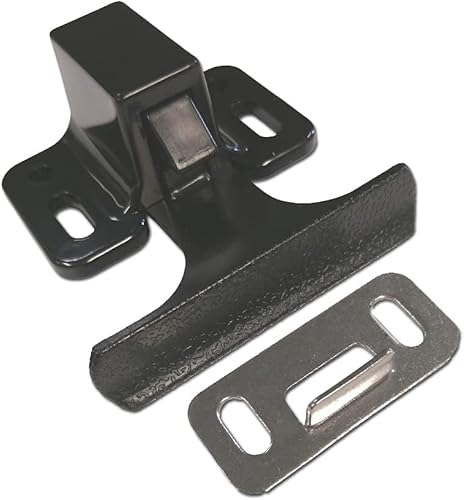 RV Camper Positive Catch con placa de metal Strike, herrajes para gabinete, montaje negro (1)