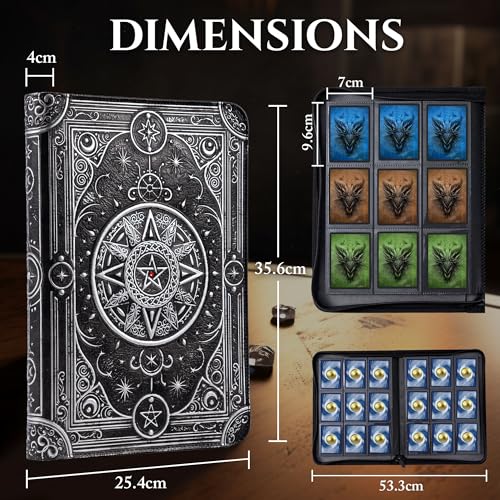 Image of Star Mage Trading Card Binder - 9 Pocket Ringless TCG Binder - Premium 3D PU-Leather - 432 Side-Loading Pockets - Perfect Storage Holder for MTG, and Many TCG & Trading Card Collections (Red Jewel)