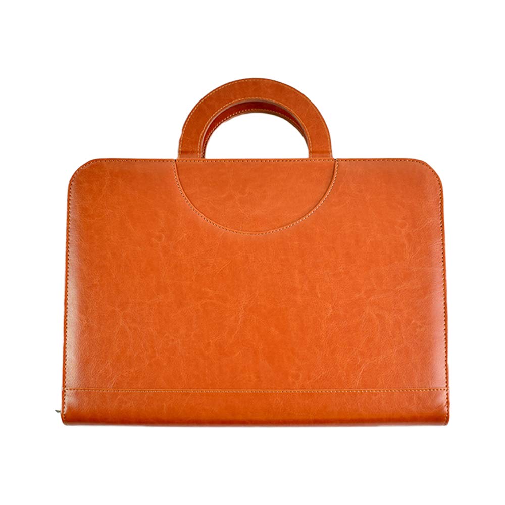 Cartella in pelle PU, cartella per affari, presentazione aziendale, in pelle PU, per personalizzazione, cartella organizer tascabile per uomini e donne, marrone