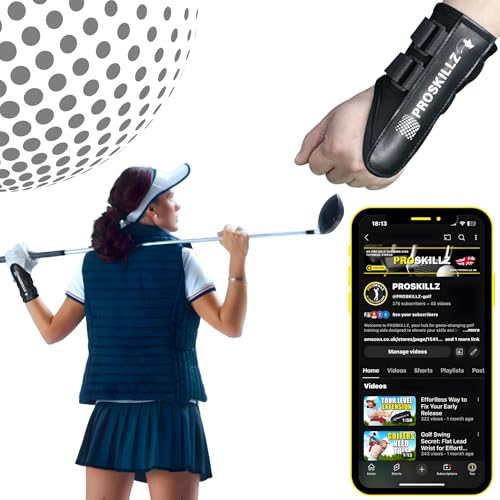 PROSKILLZ UK PRO Golf Wrist Brace – Adjustable Wrist Training Aid for Correct Swing Posture, Muscle Memory & Stability – Support for Senior, Beginner, Left & Right-Handed Golfers (S/M)