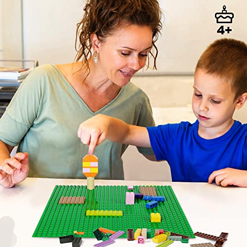 Image of Lekebaby 2 Pack Classic Baseplates 10 inch x 10 inch, Building Base Plates for Building Bricks, 100% Compatible with Major Brands and Activity Table-Baseplate, Sturdy & Safe, Age 3 and up Kids, Green