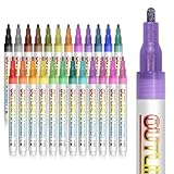 24 Farben Schimmernde Dual-Line Stifte, Metallic Outline Marker Set, Mädchen Glitzerstifte Outline Marker für Geschenkkarten DIY Grußkarten Gästebuch Graffiti Kunst Weihnachts Geburtstagsgeschenke