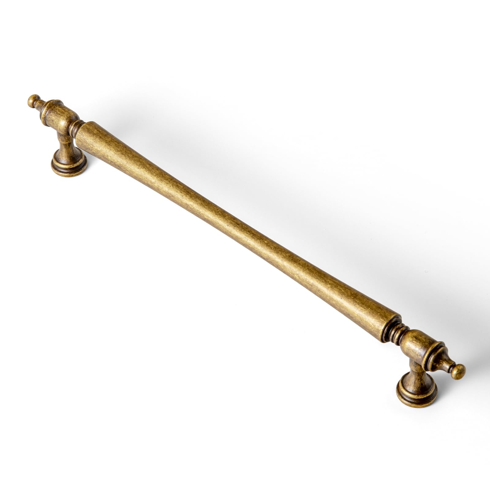 Goo-Ki 6 Pack 7 9/16 Inch Antique Brass Cabinet Pulls – Ornate Tapered Handle with Decorative Finials & Sculpted Detailing, Vintage Hardware for