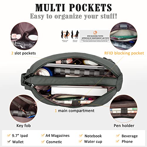 Image of VOLGANIK ROCK RFID Purses for Women Fabric Nylon Multi Pocket Crossbody Bag Ladies Travel Handbag