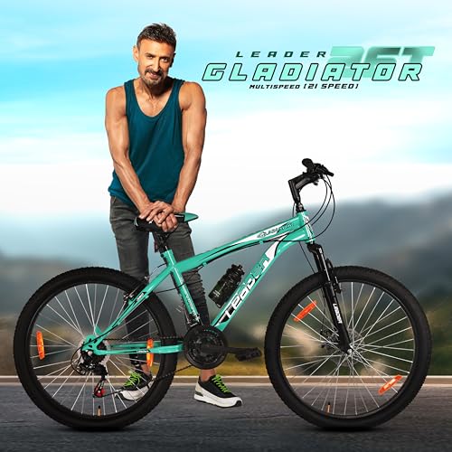 Leader Gladiator 26t Multispeed (21 Speed) Gear Cycle | Free Pan India Installation| Disc Brake (26T, SEA Green Black), Unisex, Women,Mountain Bike,SEA Green Black,Womens,Front,18 inches
